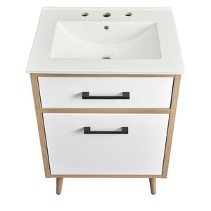 Modway Furniture Maverick 24" Bathroom Vanity - Modern White Oak Design with Integrated Sink and Smart Storage Solutions EEI-6498-WHI-OAK