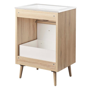 Modway Furniture Maverick 24" Bathroom Vanity - Modern White Oak Design with Integrated Sink and Smart Storage Solutions EEI-6498-WHI-OAK