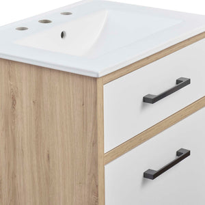 Modway Furniture Maverick 24" Bathroom Vanity - Modern White Oak Design with Integrated Sink and Smart Storage Solutions EEI-6498-WHI-OAK
