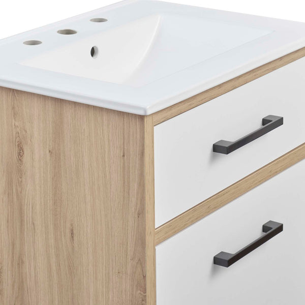 Modway Furniture Maverick 24" Bathroom Vanity - Modern White Oak Design with Integrated Sink and Smart Storage Solutions EEI-6498-WHI-OAK