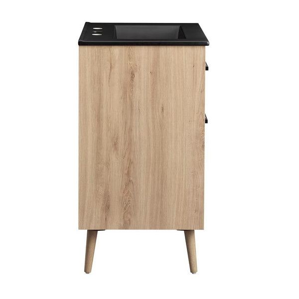 Modway Furniture Maverick 24" Bathroom Vanity - Modern Black Oak with Ceramic Sink, Smart Storage & Stylish Design EEI-6499-BLK-OAK