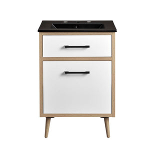 Modway Furniture Maverick 24" Bathroom Vanity - Modern Black Oak with Ceramic Sink, Smart Storage & Stylish Design EEI-6499-BLK-OAK