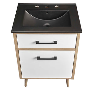 Modway Furniture Maverick 24" Bathroom Vanity - Modern Black Oak with Ceramic Sink, Smart Storage & Stylish Design EEI-6499-BLK-OAK
