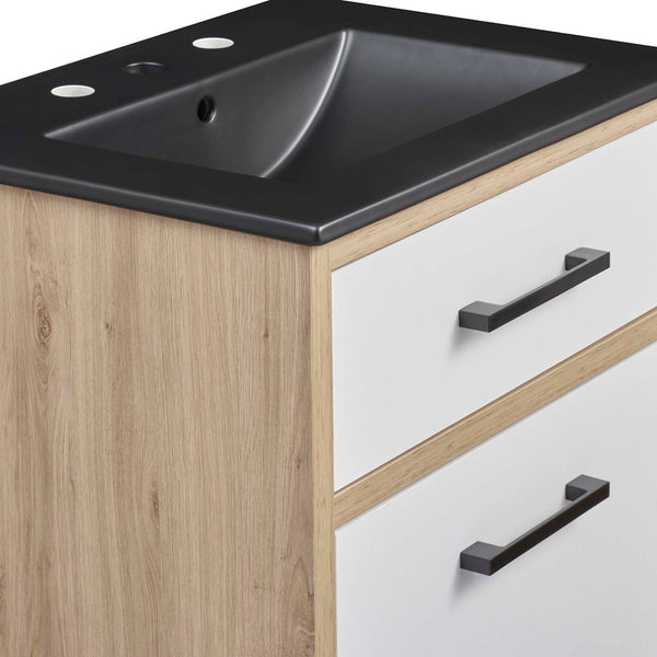 Modway Furniture Maverick 24" Bathroom Vanity - Modern Black Oak with Ceramic Sink, Smart Storage & Stylish Design EEI-6499-BLK-OAK