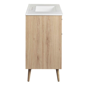 Modway Furniture Maverick 36" Bathroom Vanity with Integrated Sink - Modern White Oak Design & Practical Storage Solutions EEI-6500-WHI-OAK