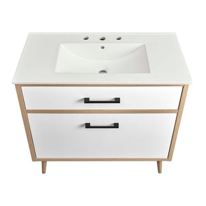 Modway Furniture Maverick 36" Bathroom Vanity with Integrated Sink - Modern White Oak Design & Practical Storage Solutions EEI-6500-WHI-OAK