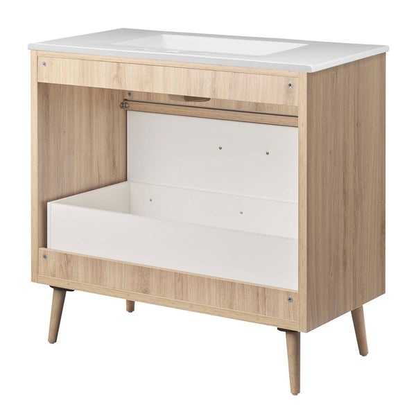 Modway Furniture Maverick 36" Bathroom Vanity with Integrated Sink - Modern White Oak Design & Practical Storage Solutions EEI-6500-WHI-OAK
