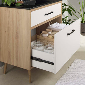 Modway Furniture Maverick 36" Bathroom Vanity - Modern Black Oak Design with Ceramic Sink & Smart Storage Solutions EEI-6501-BLK-OAK