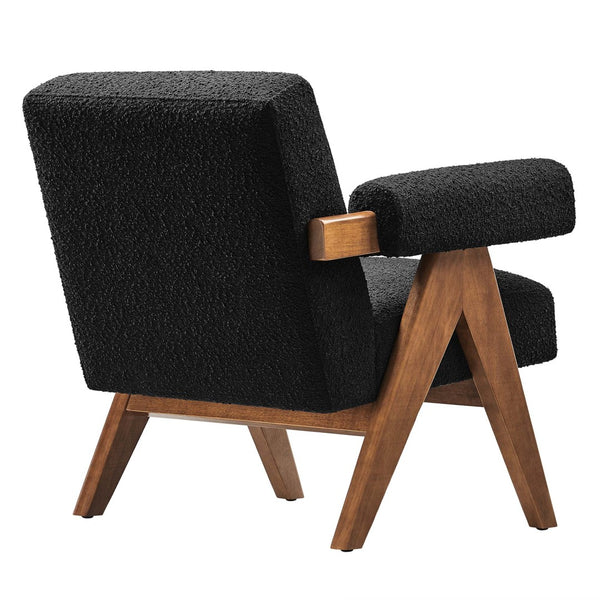 Modway Furniture Lyra Boucle Fabric Armchair - Modern Luxury Seating with Stylish Support for Living Rooms & Nooks Black EEI-6502-BLK