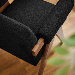 Modway Furniture Lyra Boucle Fabric Armchair - Modern Luxury Seating with Stylish Support for Living Rooms & Nooks Black EEI-6502-BLK