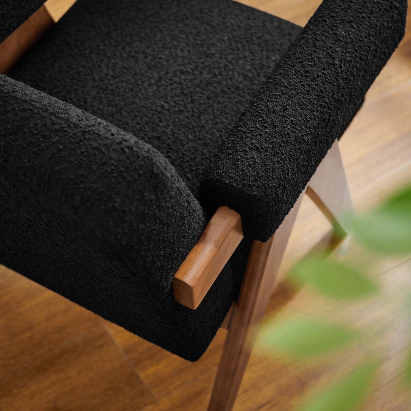 Modway Furniture Lyra Boucle Fabric Armchair - Modern Luxury Seating with Stylish Support for Living Rooms & Nooks Black EEI-6502-BLK