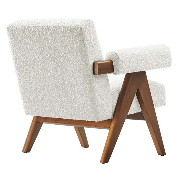 Modway Furniture Lyra Boucle Fabric Armchair - Modern Luxury Seating with Stylish Support for Living Rooms & Nooks Ivory EEI-6502-IVO