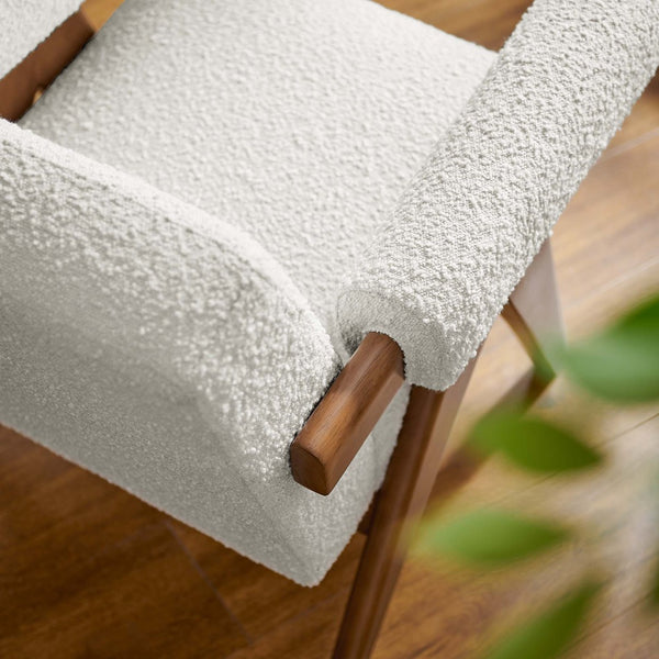 Modway Furniture Lyra Boucle Fabric Armchair - Modern Luxury Seating with Stylish Support for Living Rooms & Nooks Ivory EEI-6502-IVO