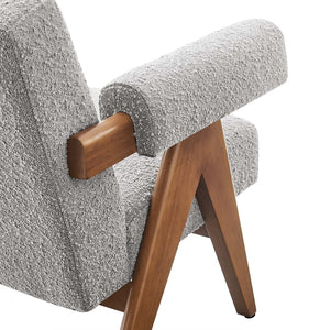 Modway Furniture Lyra Boucle Fabric Armchair - Modern Luxury Seating with Stylish Support for Living Rooms & Nooks Light Gray EEI-6502-LGR