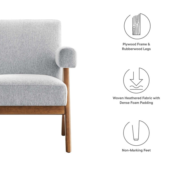 Modway Furniture Lyra Fabric Armchair - Contemporary Accent Chair with Dense Foam Padding for Ultimate Comfort & Style Light Gray Fabric EEI-6503-HLG