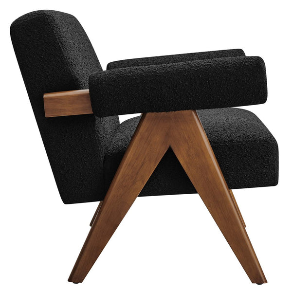 Modway Furniture Lyra Boucle Fabric Loveseat - Modern Luxury Comfort with Durable Design for Living Spaces and More Black EEI-6504-BLK