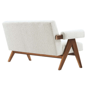 Modway Furniture Lyra Boucle Fabric Loveseat - Modern Luxury Comfort with Durable Design for Living Spaces and More Ivory EEI-6504-IVO