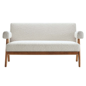 Modway Furniture Lyra Boucle Fabric Loveseat - Modern Luxury Comfort with Durable Design for Living Spaces and More Ivory EEI-6504-IVO