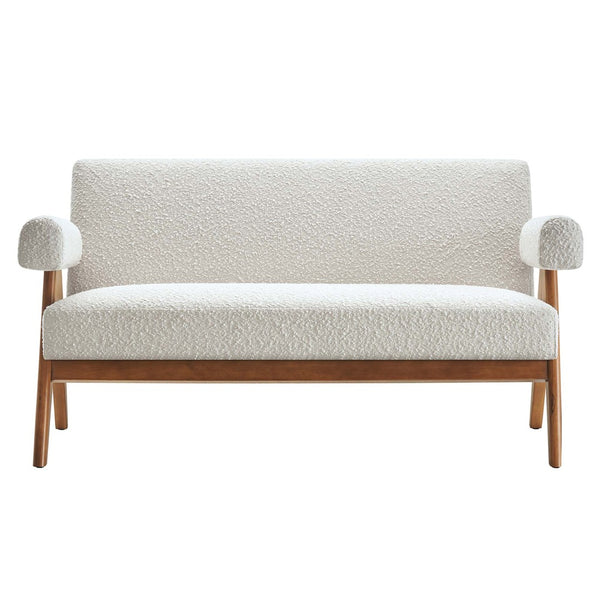 Modway Furniture Lyra Boucle Fabric Loveseat - Modern Luxury Comfort with Durable Design for Living Spaces and More Ivory EEI-6504-IVO