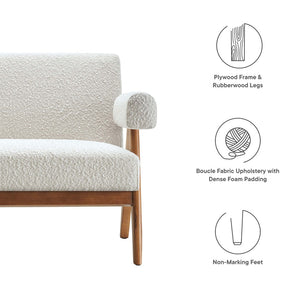 Modway Furniture Lyra Boucle Fabric Loveseat - Modern Luxury Comfort with Durable Design for Living Spaces and More Ivory EEI-6504-IVO