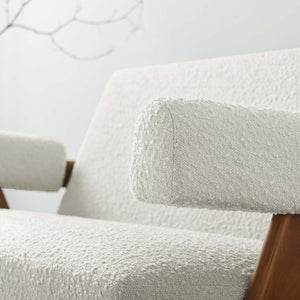 Modway Furniture Lyra Boucle Fabric Loveseat - Modern Luxury Comfort with Durable Design for Living Spaces and More Ivory EEI-6504-IVO