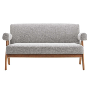 Modway Furniture Lyra Boucle Fabric Loveseat - Modern Luxury Comfort with Durable Design for Living Spaces and More Light Gray EEI-6504-LGR