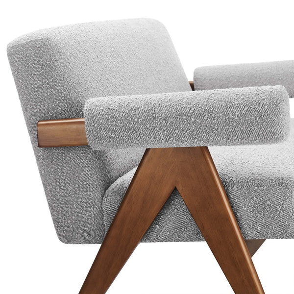 Modway Furniture Lyra Boucle Fabric Loveseat - Modern Luxury Comfort with Durable Design for Living Spaces and More Light Gray EEI-6504-LGR