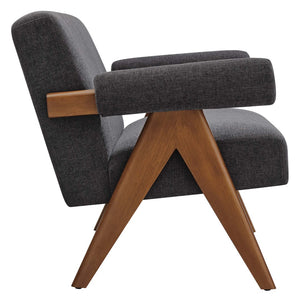 Modway Furniture Lyra Fabric Loveseat by Modway - Modern Comfort with Heathered Upholstery and Stylish Mid-Century Design Dark Gray Fabric EEI-6505-HDG