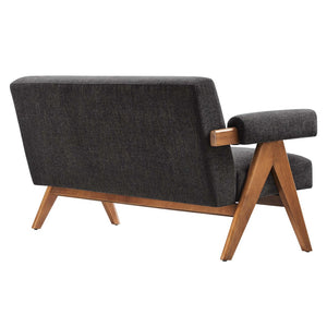 Modway Furniture Lyra Fabric Loveseat by Modway - Modern Comfort with Heathered Upholstery and Stylish Mid-Century Design Dark Gray Fabric EEI-6505-HDG