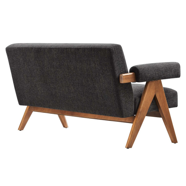 Modway Furniture Lyra Fabric Loveseat by Modway - Modern Comfort with Heathered Upholstery and Stylish Mid-Century Design Dark Gray Fabric EEI-6505-HDG
