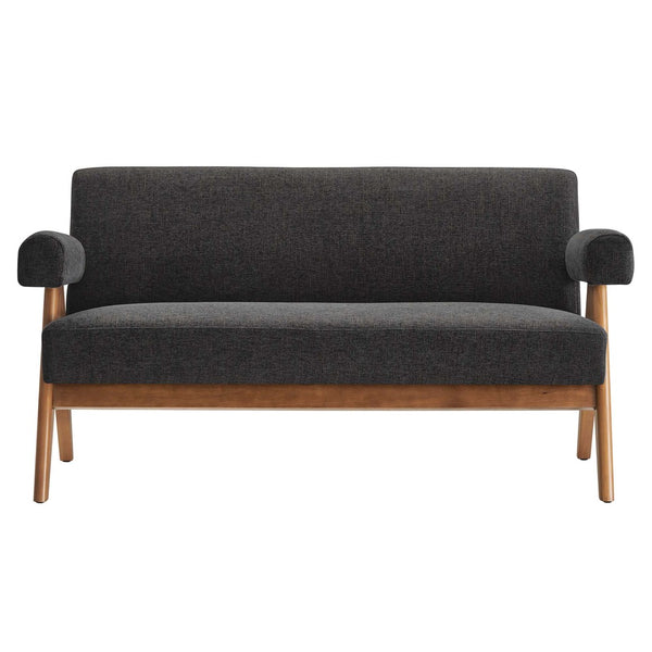 Modway Furniture Lyra Fabric Loveseat by Modway - Modern Comfort with Heathered Upholstery and Stylish Mid-Century Design Dark Gray Fabric EEI-6505-HDG