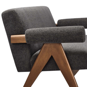 Modway Furniture Lyra Fabric Loveseat by Modway - Modern Comfort with Heathered Upholstery and Stylish Mid-Century Design Dark Gray Fabric EEI-6505-HDG