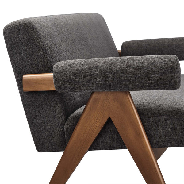 Modway Furniture Lyra Fabric Loveseat by Modway - Modern Comfort with Heathered Upholstery and Stylish Mid-Century Design Dark Gray Fabric EEI-6505-HDG