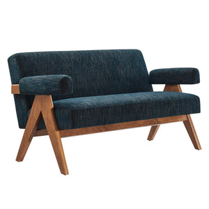 Modway Furniture Lyra Fabric Loveseat by Modway - Modern Comfort with Heathered Upholstery and Stylish Mid-Century Design Azure Fabric EEI-6505-HEA