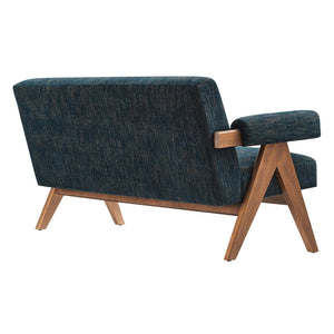 Modway Furniture Lyra Fabric Loveseat by Modway - Modern Comfort with Heathered Upholstery and Stylish Mid-Century Design Azure Fabric EEI-6505-HEA