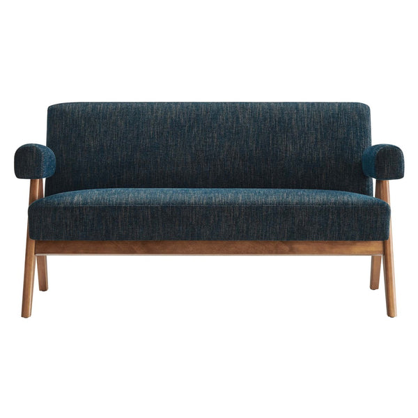 Modway Furniture Lyra Fabric Loveseat by Modway - Modern Comfort with Heathered Upholstery and Stylish Mid-Century Design Azure Fabric EEI-6505-HEA