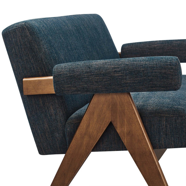 Modway Furniture Lyra Fabric Loveseat by Modway - Modern Comfort with Heathered Upholstery and Stylish Mid-Century Design Azure Fabric EEI-6505-HEA