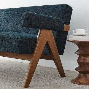 Modway Furniture Lyra Fabric Loveseat by Modway - Modern Comfort with Heathered Upholstery and Stylish Mid-Century Design Azure Fabric EEI-6505-HEA