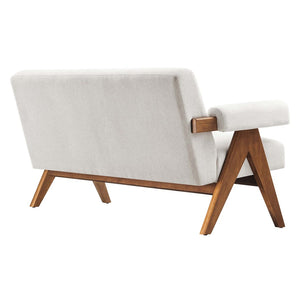 Modway Furniture Lyra Fabric Loveseat by Modway - Modern Comfort with Heathered Upholstery and Stylish Mid-Century Design Ivory Fabric EEI-6505-HEI