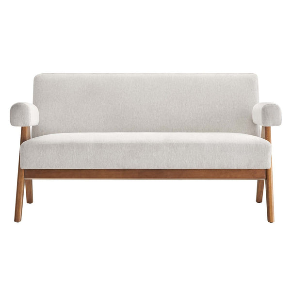 Modway Furniture Lyra Fabric Loveseat by Modway - Modern Comfort with Heathered Upholstery and Stylish Mid-Century Design Ivory Fabric EEI-6505-HEI