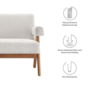 Modway Furniture Lyra Fabric Loveseat by Modway - Modern Comfort with Heathered Upholstery and Stylish Mid-Century Design Ivory Fabric EEI-6505-HEI