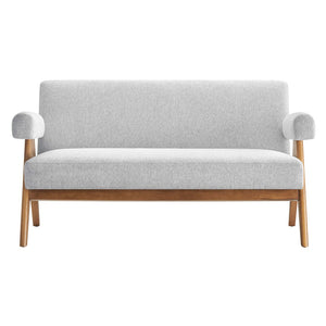 Modway Furniture Lyra Fabric Loveseat by Modway - Modern Comfort with Heathered Upholstery and Stylish Mid-Century Design Light Gray Fabric EEI-6505-HLG