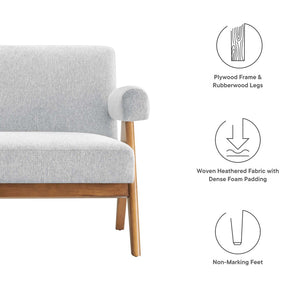 Modway Furniture Lyra Fabric Loveseat by Modway - Modern Comfort with Heathered Upholstery and Stylish Mid-Century Design Light Gray Fabric EEI-6505-HLG