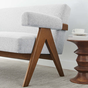 Modway Furniture Lyra Fabric Loveseat by Modway - Modern Comfort with Heathered Upholstery and Stylish Mid-Century Design Light Gray Fabric EEI-6505-HLG