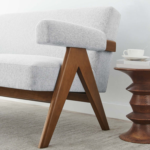 Modway Furniture Lyra Fabric Loveseat by Modway - Modern Comfort with Heathered Upholstery and Stylish Mid-Century Design Light Gray Fabric EEI-6505-HLG