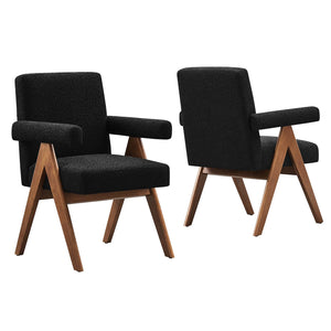 Modway Furniture Lyra Boucle Fabric Dining Room Chair - Set of 2 EEI-6506-BLK