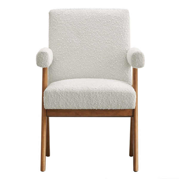 Modway Furniture Lyra Boucle Fabric Dining Chairs Set of 2 - Modern Comfort for Dining Rooms & Versatile Spaces EEI-6506-IVO