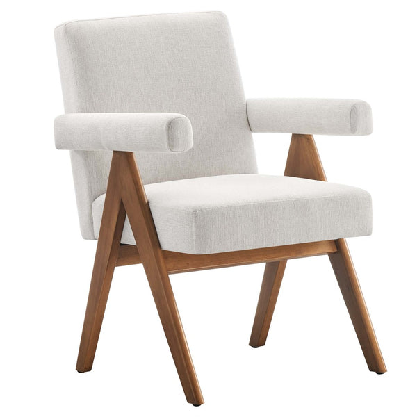 Modway Furniture Lyra Fabric Dining Chair Set of 2 - Modern Ivory Upholstery with Supportive Padding & Stability EEI-6507-HEI