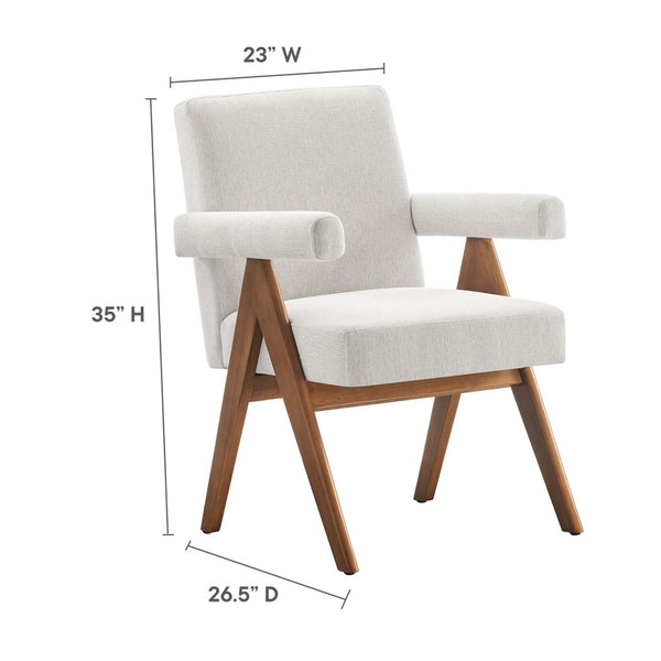 Modway Furniture Lyra Fabric Dining Chair Set of 2 - Modern Ivory Upholstery with Supportive Padding & Stability EEI-6507-HEI