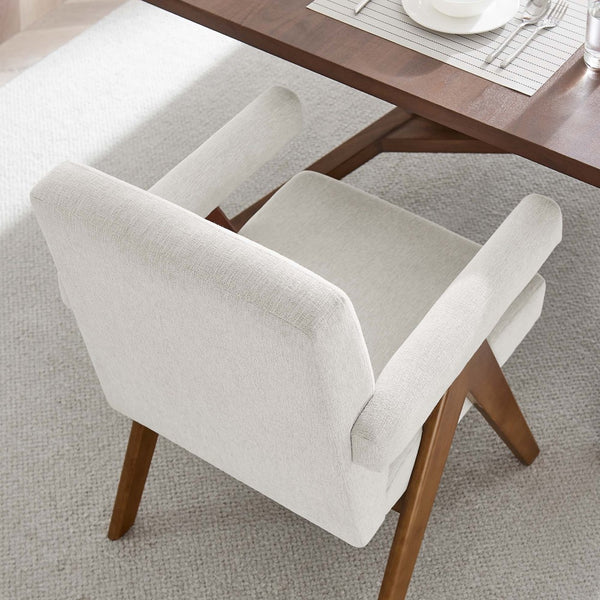 Modway Furniture Lyra Fabric Dining Chair Set of 2 - Modern Ivory Upholstery with Supportive Padding & Stability EEI-6507-HEI